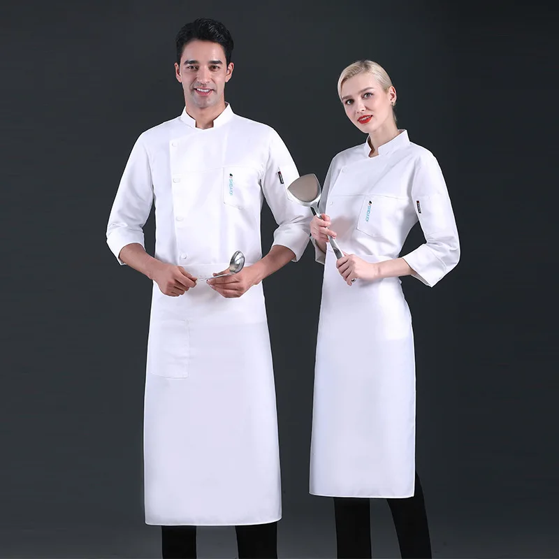 C412 Chef's Overalls Men's Long Sleeves Clothes Chef Uniform Canteen Sushi Chef Coat Waiter Jacket  Waitress Sushi Chef Coat