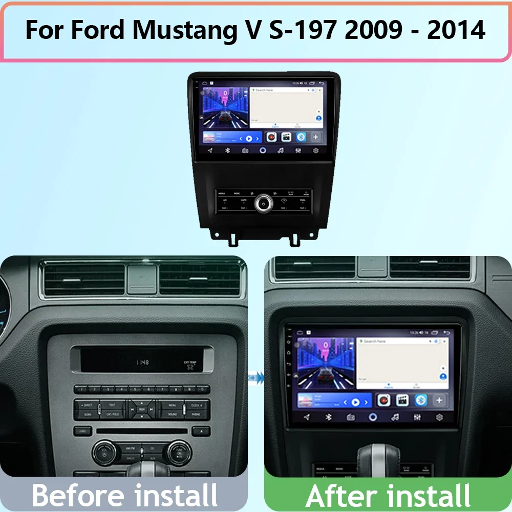 Android 13 Carplay Auto Car Radio For Ford Mustang 2010 2011 2012-2014 Multimedia GPS Navigation Audio Video Player Stereo QLED