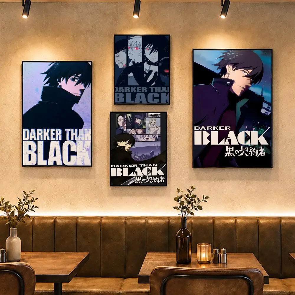 Anime D-Darker Than BlackS Poster Vintage Retro Anime Poster Stickers Peel and Stick Wall Art Home Decor