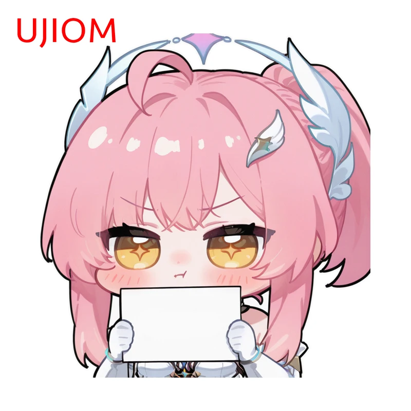 UJIOM Wuthering Waves Aemeath Wall Sticker Anime Girl Holding Up The Sign Funny Home Decaor Scratch Proof Edgy Window Stickers