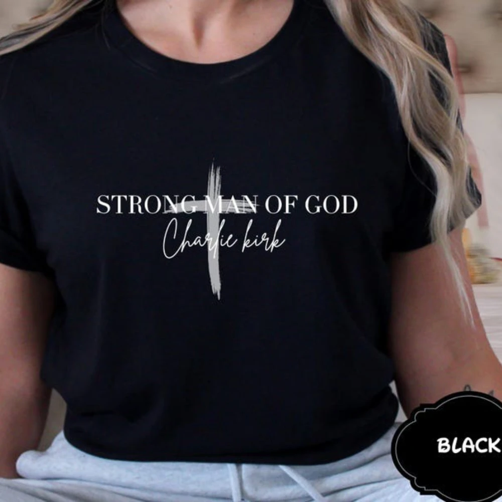 تشارلي كيرك تي شيرت الإيمان المسيحي التي شيرت الرجال المحافظين تي شيرت RIP تشارلي الوطني الأبدي ملابس الرجال النساء التذكارية