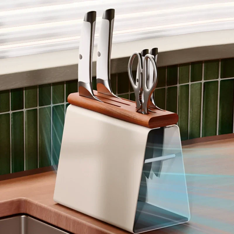 Medieval Style Knife Stand Solid Wood Kitchen Countertop Storage for Knives Ventilated Design for Mold Prevention