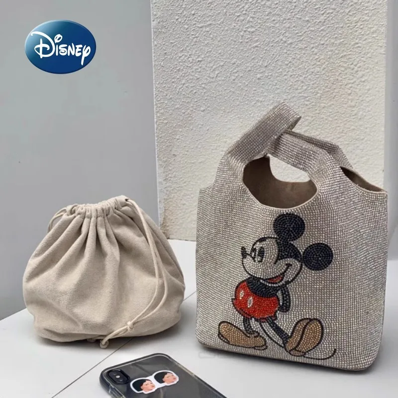 Imagem -06 - Disney Mickey Bolsa s Nova Bolsa Feminina de Luxo Marca Moda Feminina Bolsa Diamante-incrustado de Alta Qualidade Grande-capacidade Balde Bolsa