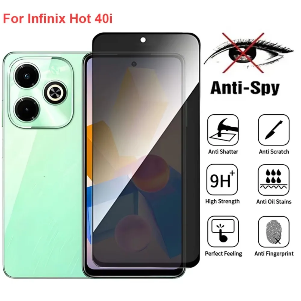 For Infinix Hot 40i X6528B Anti Spy Privacy Tempered Glass Screen Protector Compatible For Infinix Hot40i Phone Film