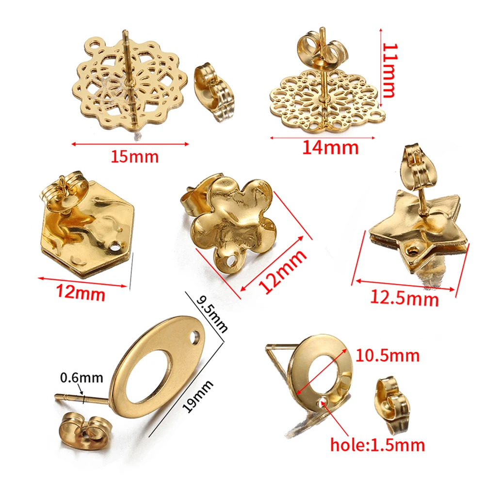 10pcs Stainless Steel Earrings Making Materials Findings Ear Studs Dangle Earrings Earplugs for DIY Jewelry Making Accessories
