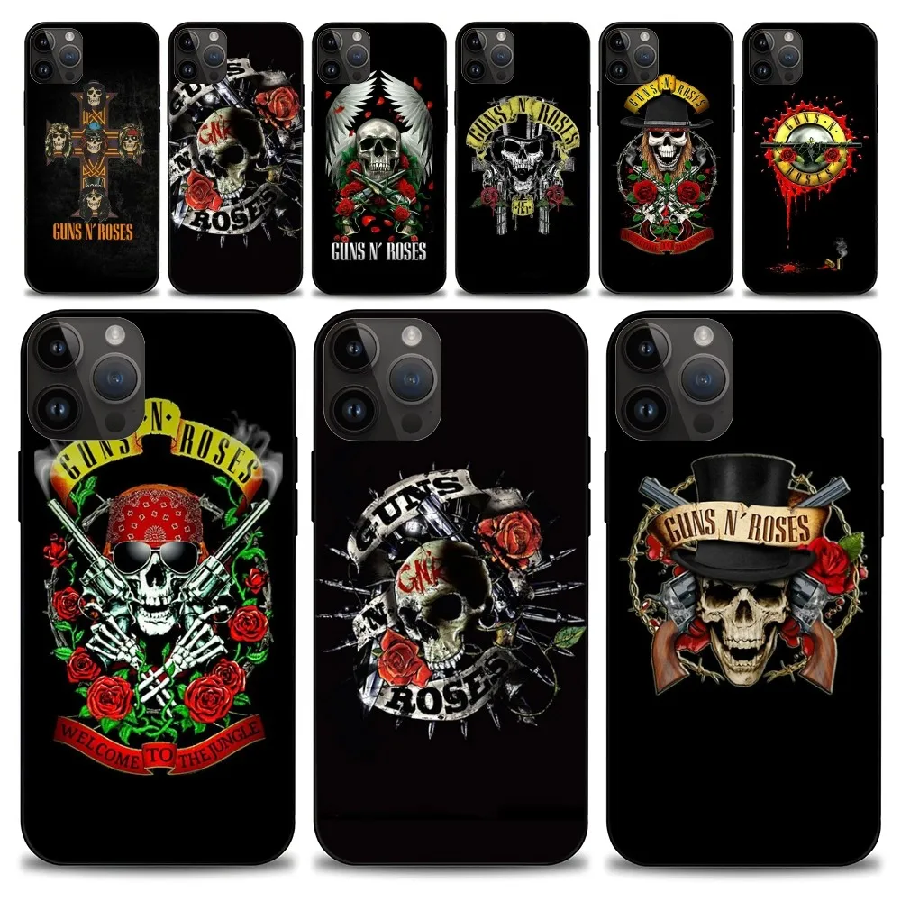 Hot Band G-Guns N Roses Phone Case iphone15 14 13 12 11 Pro Max Mini X 7 8 Soft Case