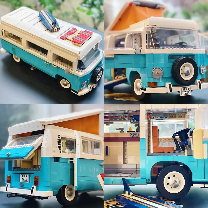 In Stock The T2 Camper Car Van Model Building Blocks Compatible 10279 DIY Bricks Toys for Children Christmas Birthday Gift