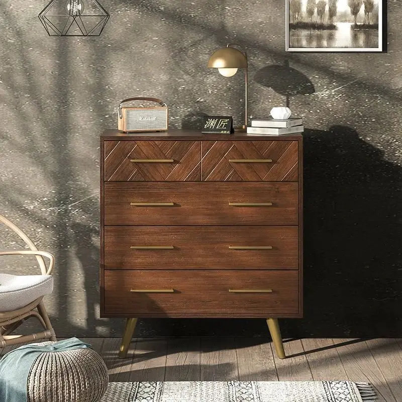 

Bedroom medieval simple retro modern chest of drawers solid wood living room side cabinet Nordic drawers locker storage