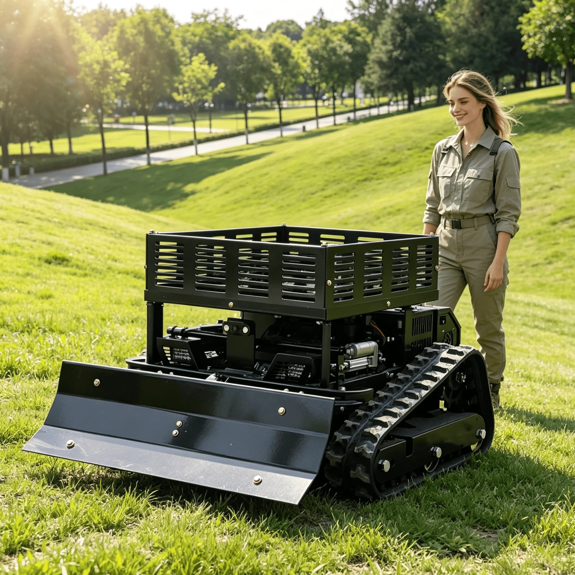 Customized Mountain Orchard 550 garden mower Crawler Petrol Lawn Mower, Waterproof Structure Works In Damp Grassland