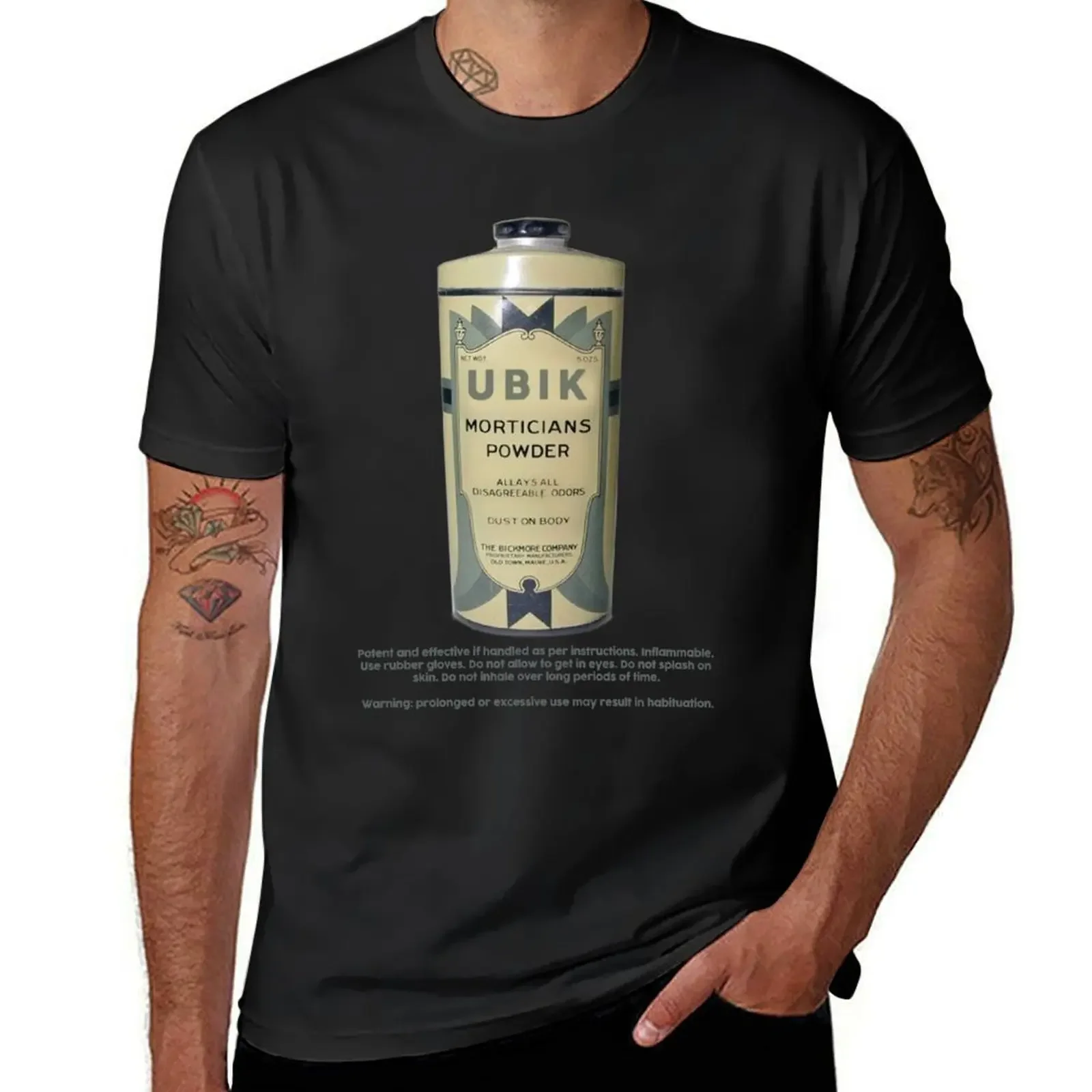 Ubik Morticians Powder T-Shirt anime clothes oversized mens t shirts