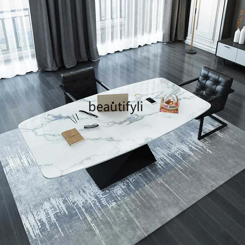 

yj7 Nordic rock slab desktop computer desk household bedroom light luxury marble desk writing desk