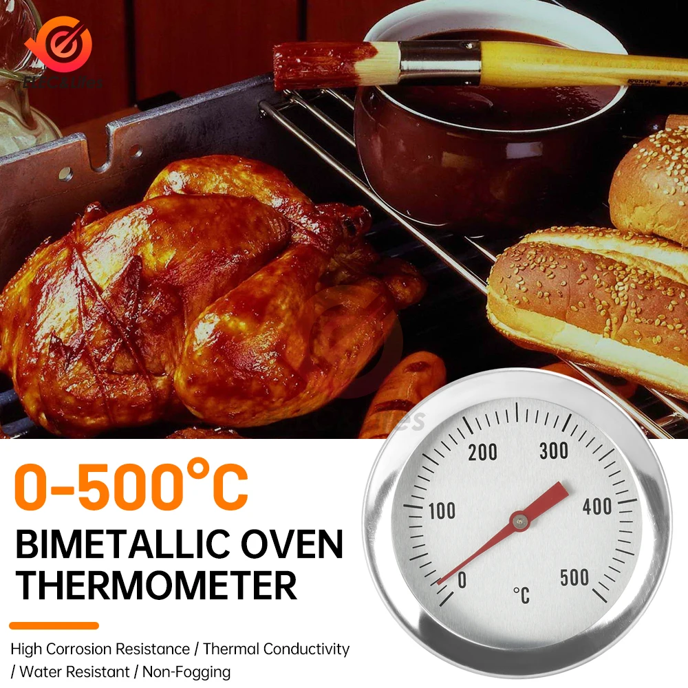 0-500 ℃   0-120 ℃   เครื่องวัดอุณหภูมิเตาอบสแตนเลสขาตั้งหน้าปัดขนาดใหญ่อบาร์บีคิวทําอาหารเนื้อสัตว์การวัดอุณหภูมิอาหารในครัวเรือน