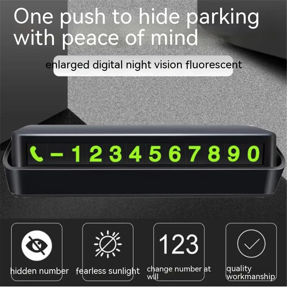 Car Accessories Mini Portable Telephone Number Plate With Switch Phone Number Business Card Temporary Parking Card Plate