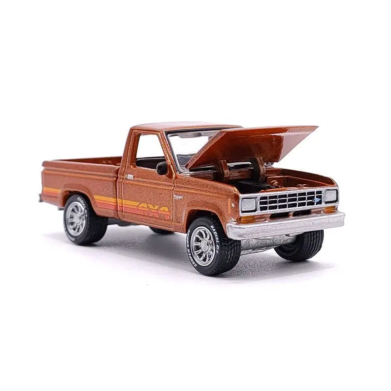 BIN 1/64 JL GreenLight M2 AW 1985 Ford Ranger XL Black Alloy Car Model Diecasts Vehicles Simulation Collection Toys For HotWheel