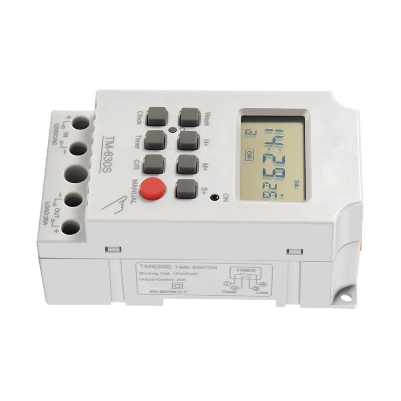 

ABYC Sinotimer Tm630S-4 12V Seconds Control Timer Switch Large Screen Digital Display Hot Pin Voltage Output Time Controller