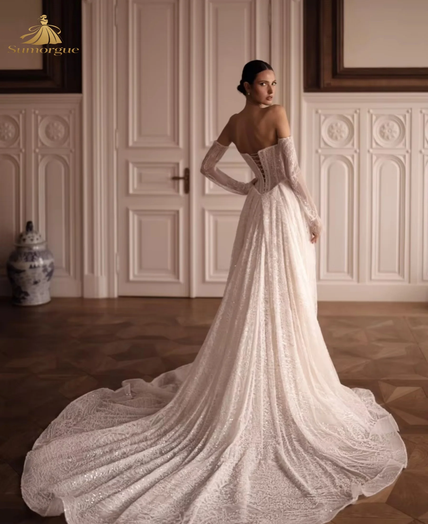 High Quality Vintage Mermaid Tulle Wedding Dress Luxury Long Sleeve Sweetheart Bridal Gowns highendCustomized Vestidos De Noiva