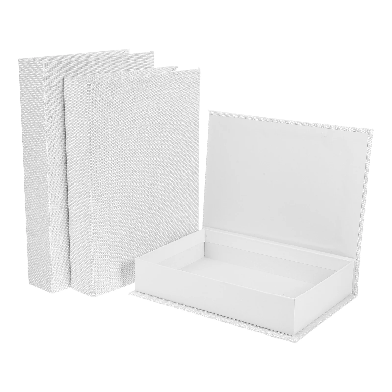 

3pcs Linen Book Storage Boxes Spacesaving Hollow Compartment Decorative Book Linen Material Elegant Decor