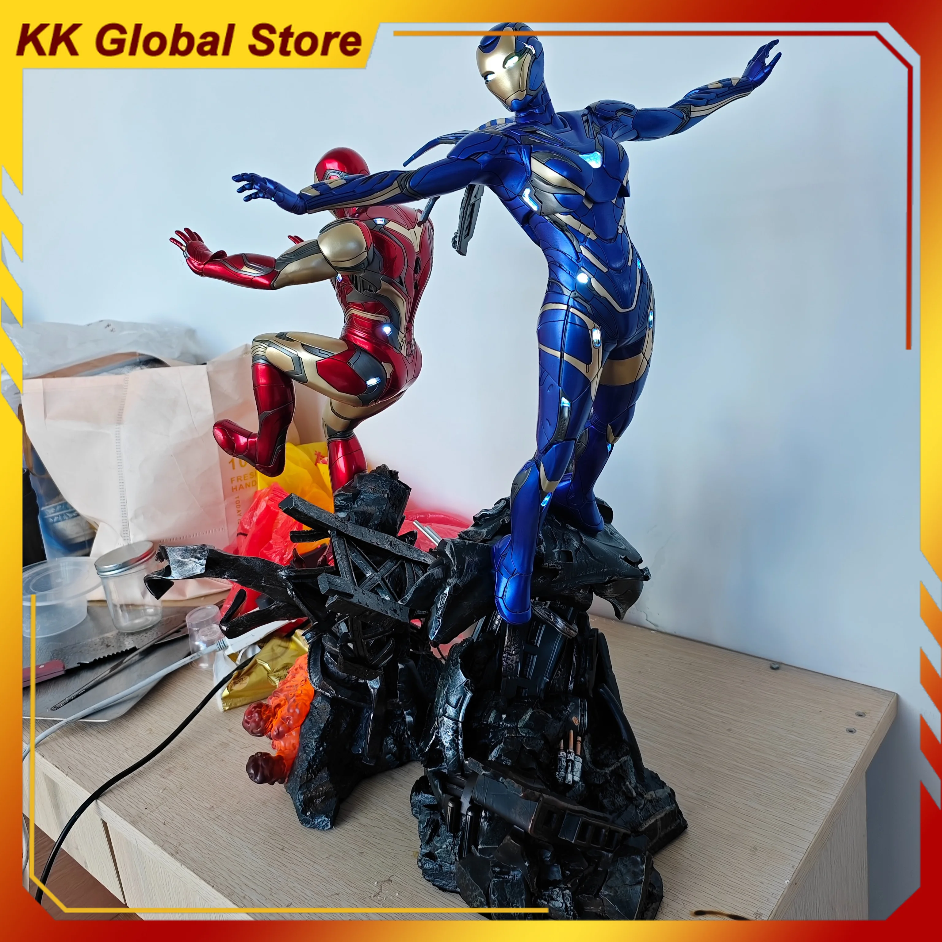 In Stock 1/4 Marvel Iron Man Mk85 Pepper Can Glow Model Statue Peripheral Resin Desktop Decoration Ornaments Birthday Gifts Toys