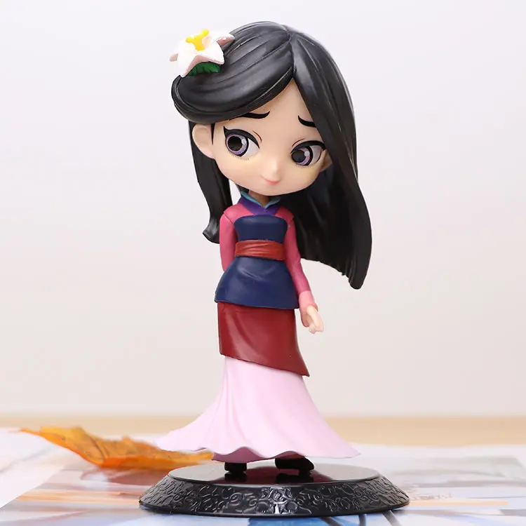 Disney Princess Mulan Q-version Big Eye Doll Model Ornament Toy PVC Doll  Gift Female