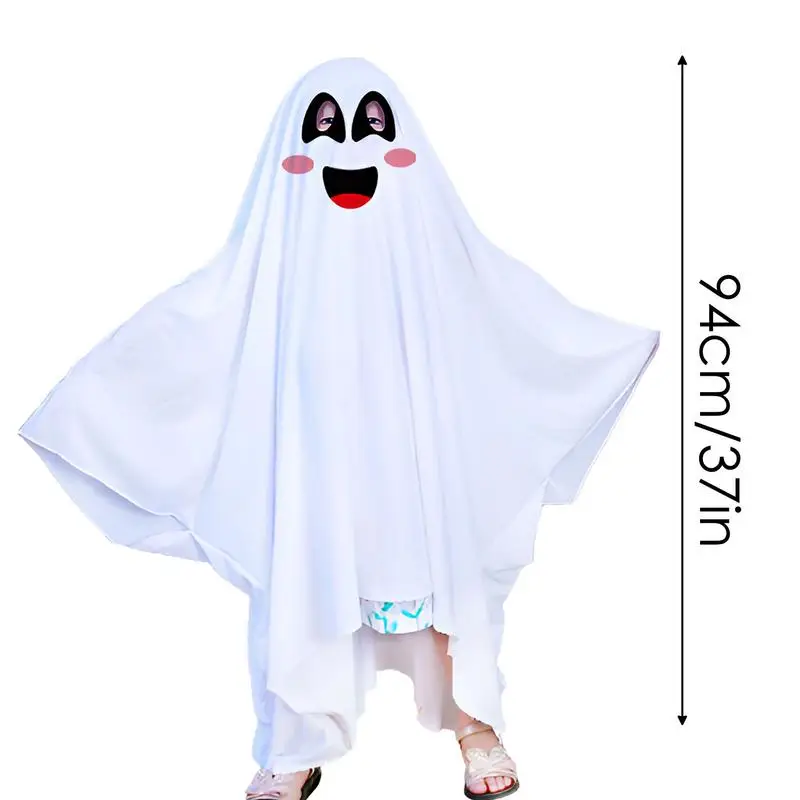 Ghost Costume For Kids White Ghost Halloween Poncho Cosplay Outfits For Boy Girl Halloween Fancy Dress Ghost Costume For Boy