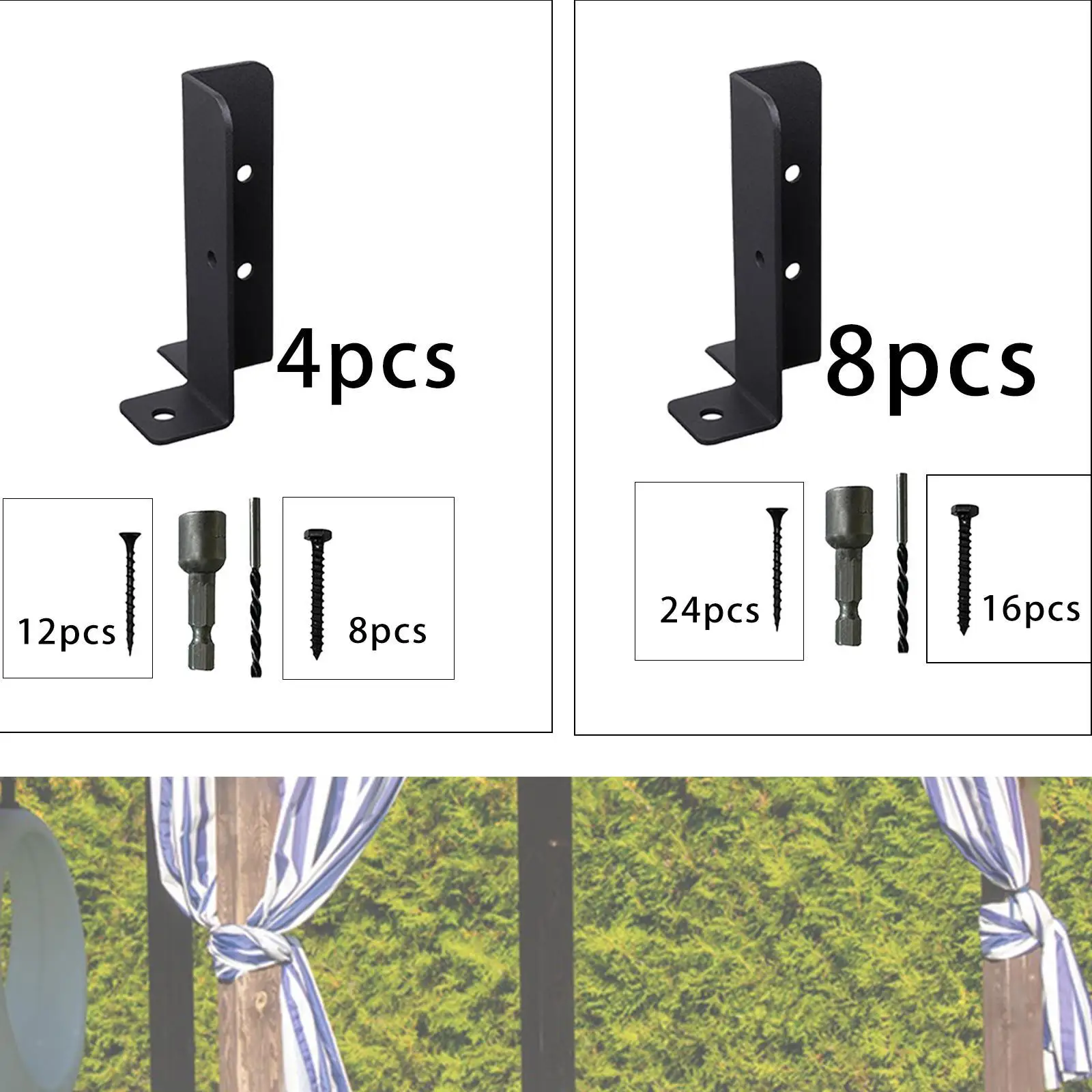 Pergola Post Base Bracket Metal Adjustable Fence Support Heavy Duty Kit for Patio Deck Porch Pergola
