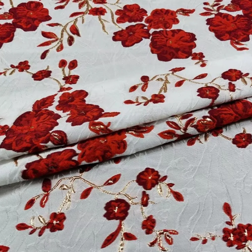 Brocade Jacquard Fabric Early Spring Thin Dress Coat Cloth European Brand Fashion Design Sewing Wholesale Material By The Meter