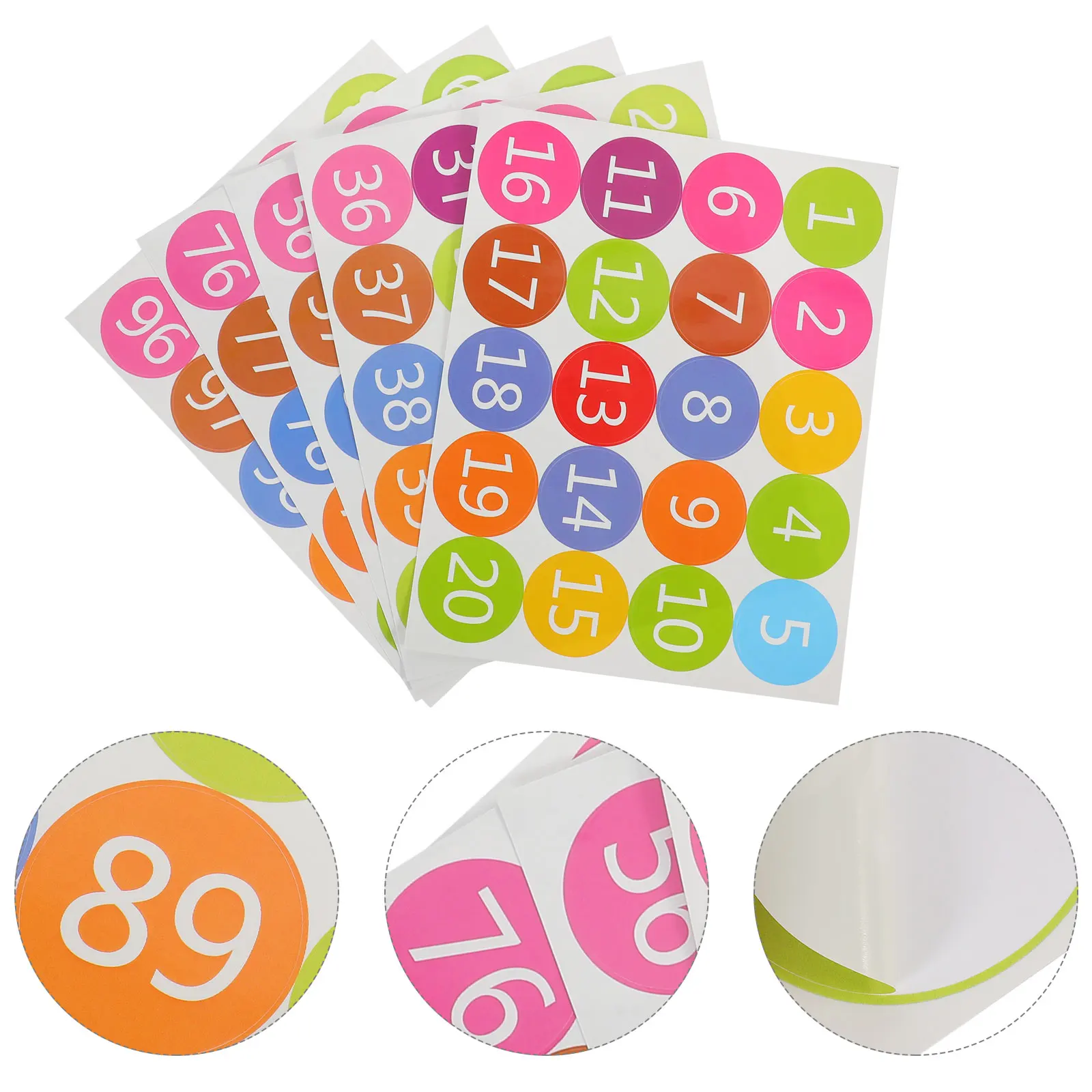 

100pcs Adhesive Number Stickers Colored Classification Labels For Office Home Classroom Marking Storage Bottles Jars