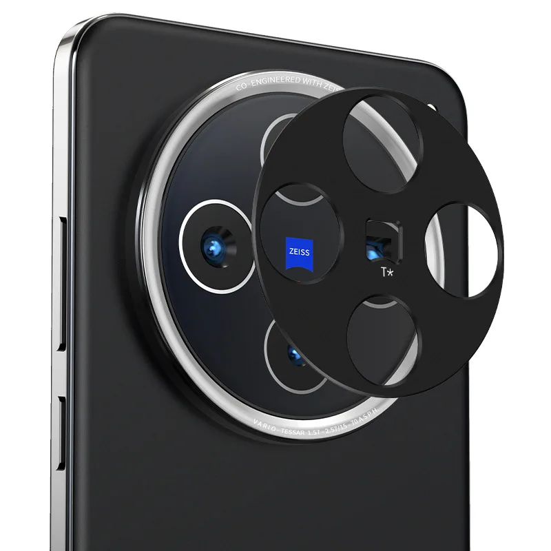 Per Vivo X200 Ultra Mini Pro Copertura della cornice della fotocamera Tappo protettivo per obiettivo cavo super sottile Antigraffio Pellicola adesiva in metallo nero