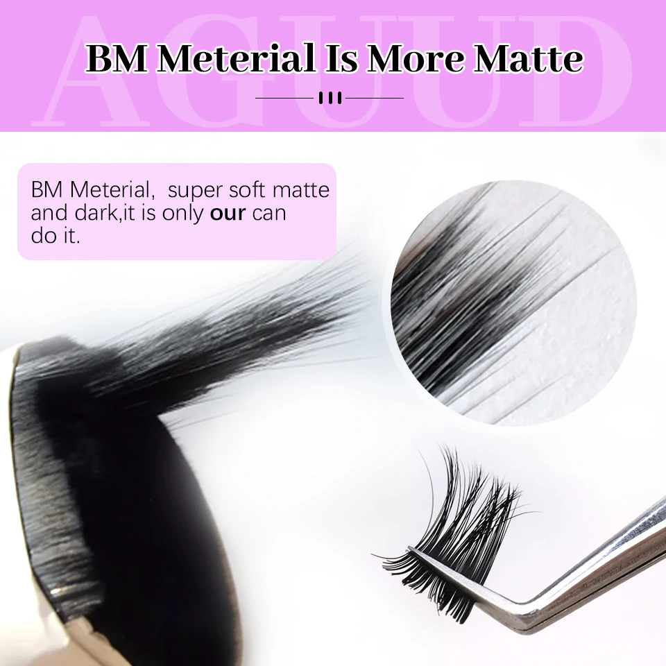 AGUUD New Upgraded Premium Natural Ultra Matte Black False Mink Individual Eyelash Soft Russian Volume Cashmere Lash Extension