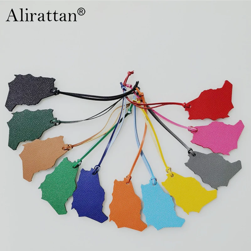 Alirattan 2024 New Luxury Real Natural Leather Various Colors Of The Saudi Arabia Map Keychain Backpack Lady Pendant Wholesale