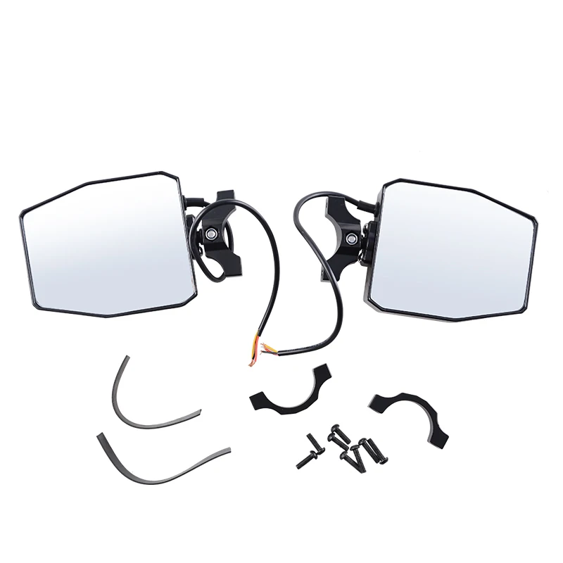 

1 Pair UTV Rear View Side Mirror with LED Lights DRL Turn signal Light Fit 1.5-2 Inch Roll Bar Cage