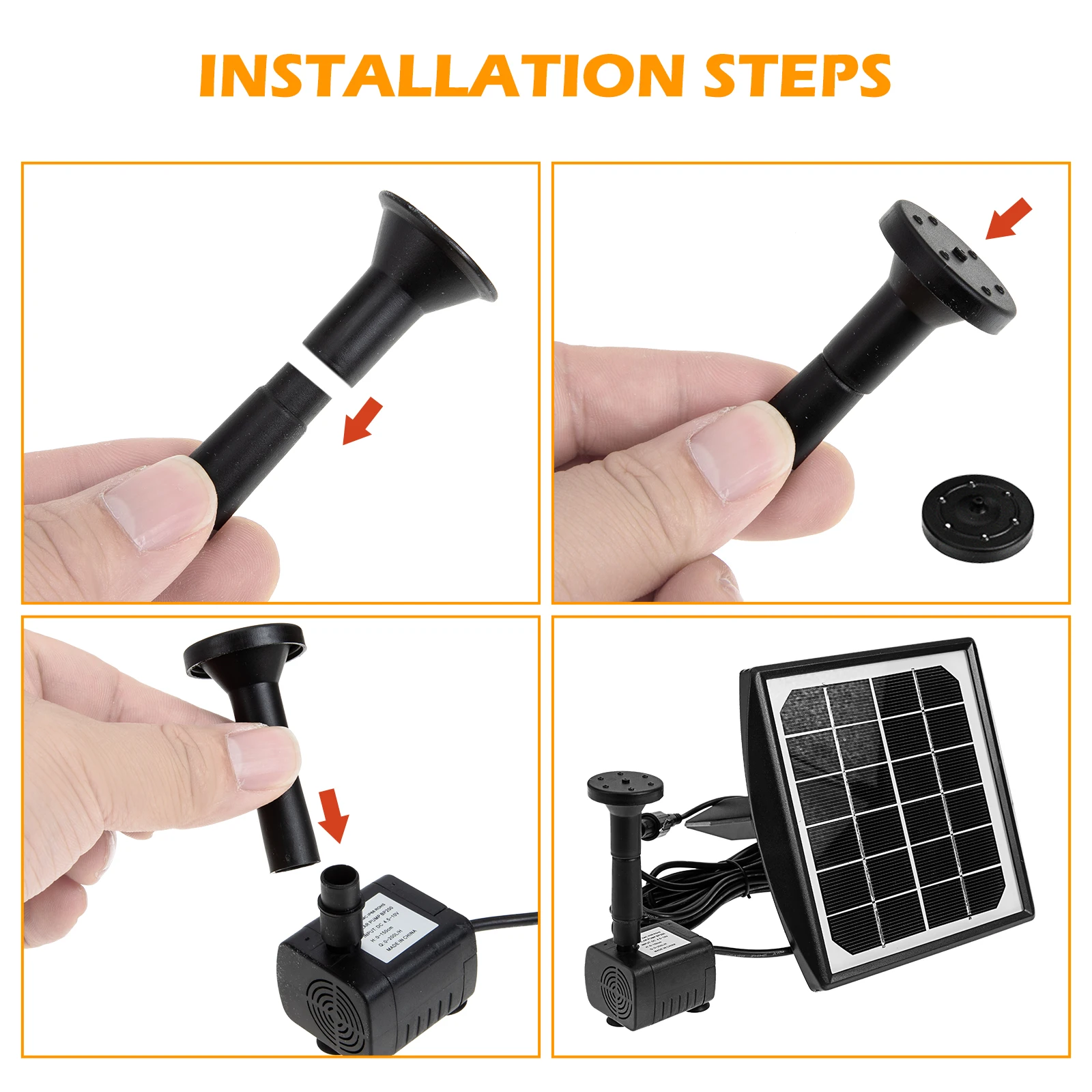 

Solar Fountain Water Pump ABS Material Lightweight Durable Solar Powered Sprinkler Garden Decoration Outdoor Landscape Feature