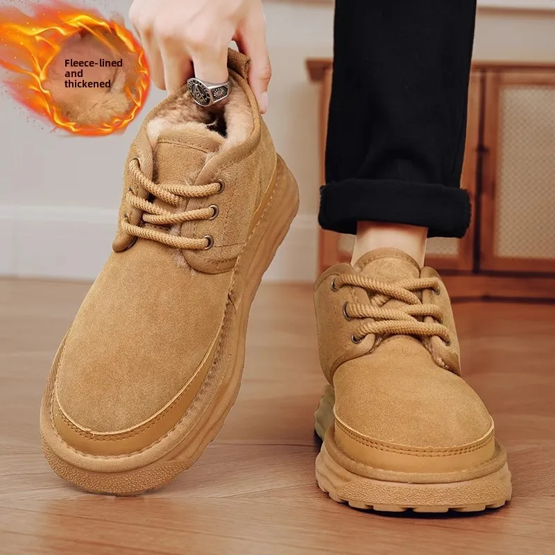 

Men's Winter Thiened Fce Lined Snow Boots Anti-slip Warm Cotton oes Casual Sle round Toe Comfortable Spring A...
