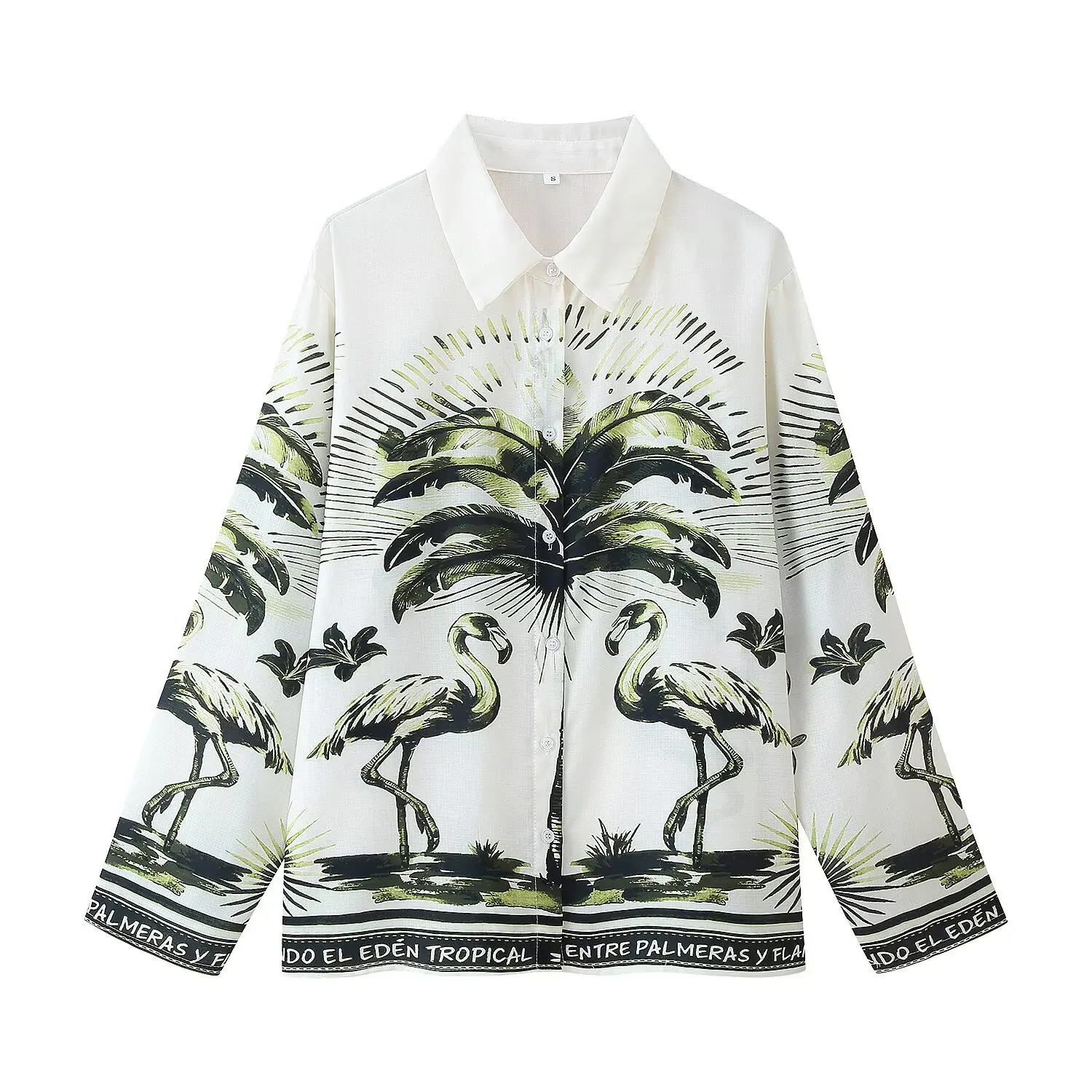 Setelan Longgar Gambar Cetak Wanita Kemeja Kancing Sebaris Lengan Panjang Kerah Lapel Celana Pendek Saku Pinggang Elastis Setelan Kasual Set Chic Baru Musim Panas