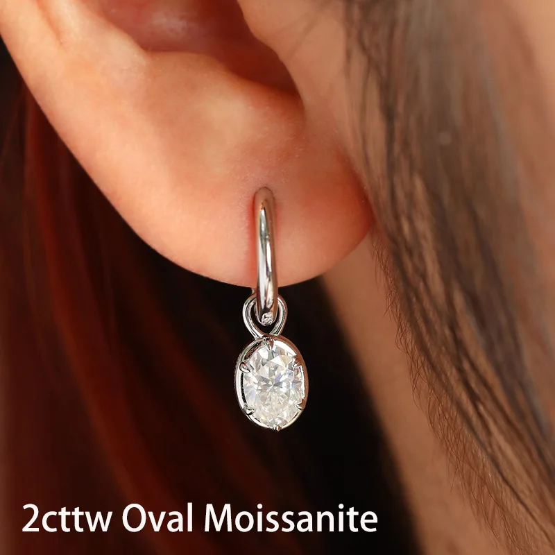 CEICI 1CT 5x7mm Oval Cut Moissanite Earrings S925 Silver Plated 18K Gold for Women Engagement Earring Fine Jewelry With GRA