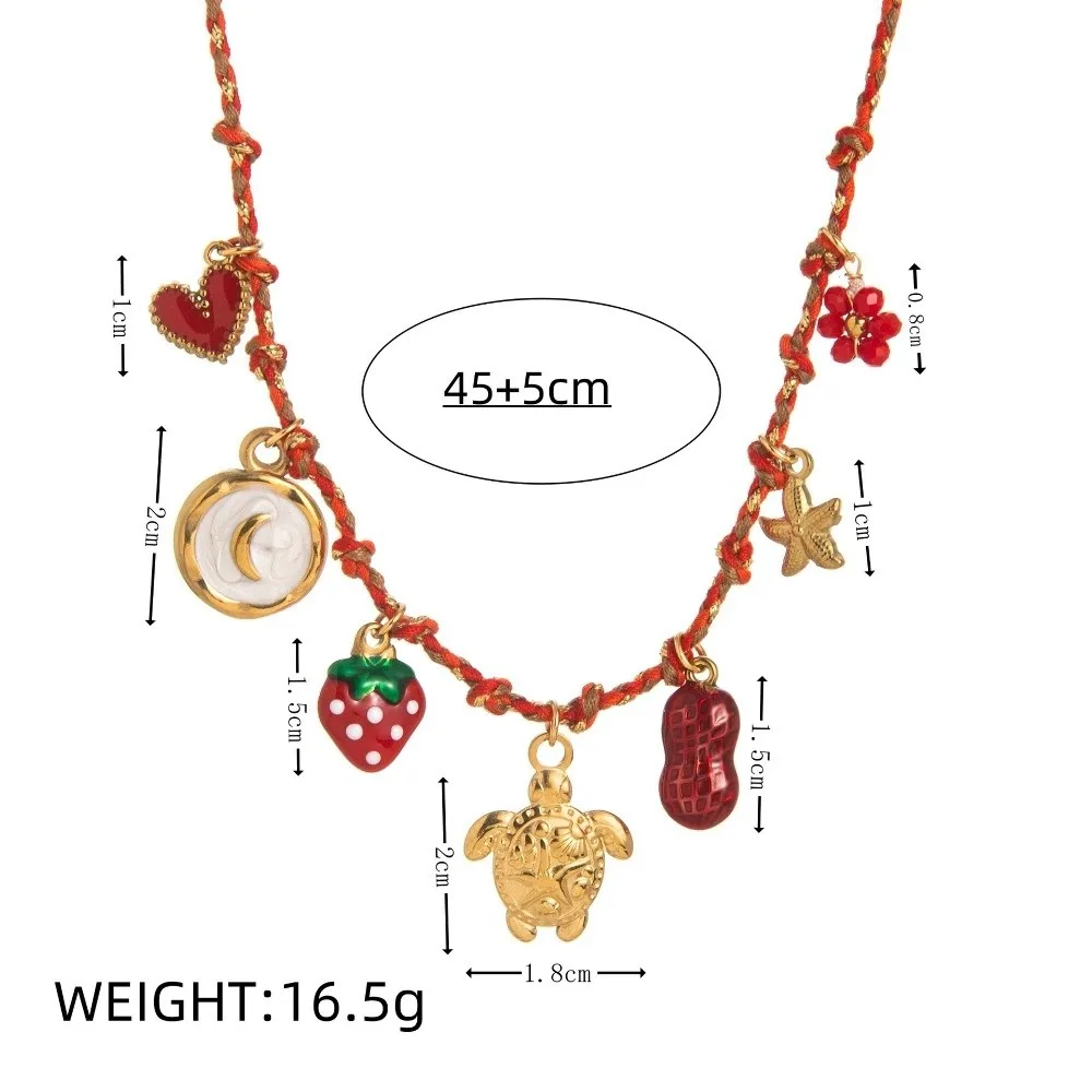 Kalung Rantai Tali Simpul Boho Antik Kalung Cangkang Keong Bintang Laut Penyu Hadiah Choker Kerang Matahari