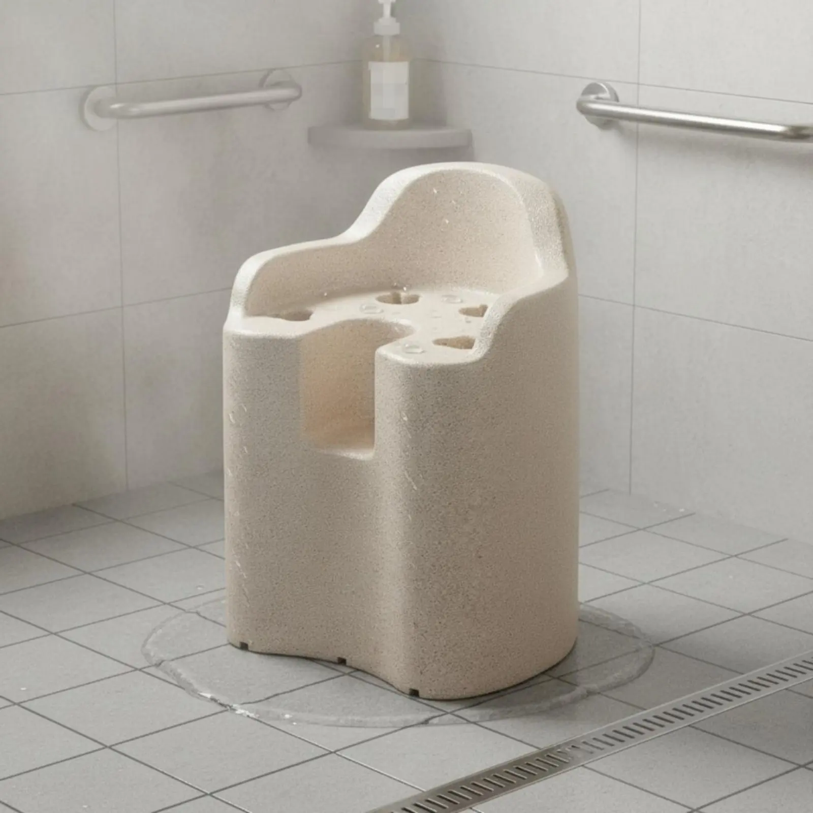 Expanded Polypropylene Shower Chair Waterproof Ergonomic Shower Seat Mobility Aid Strong Load-Bearing Bathroom Furniture Easy To