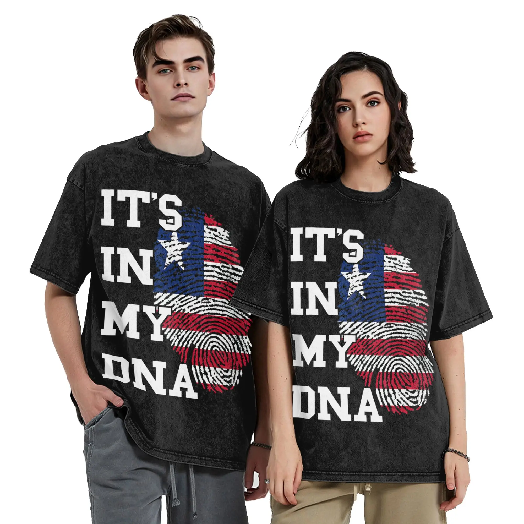 IT'S IN MY DNA Liberia Flag Roots Washed T Shirts Streetwear Novelty T-Shirt  Tee Shirt Men Women 100% Cotton Harajuku Summer