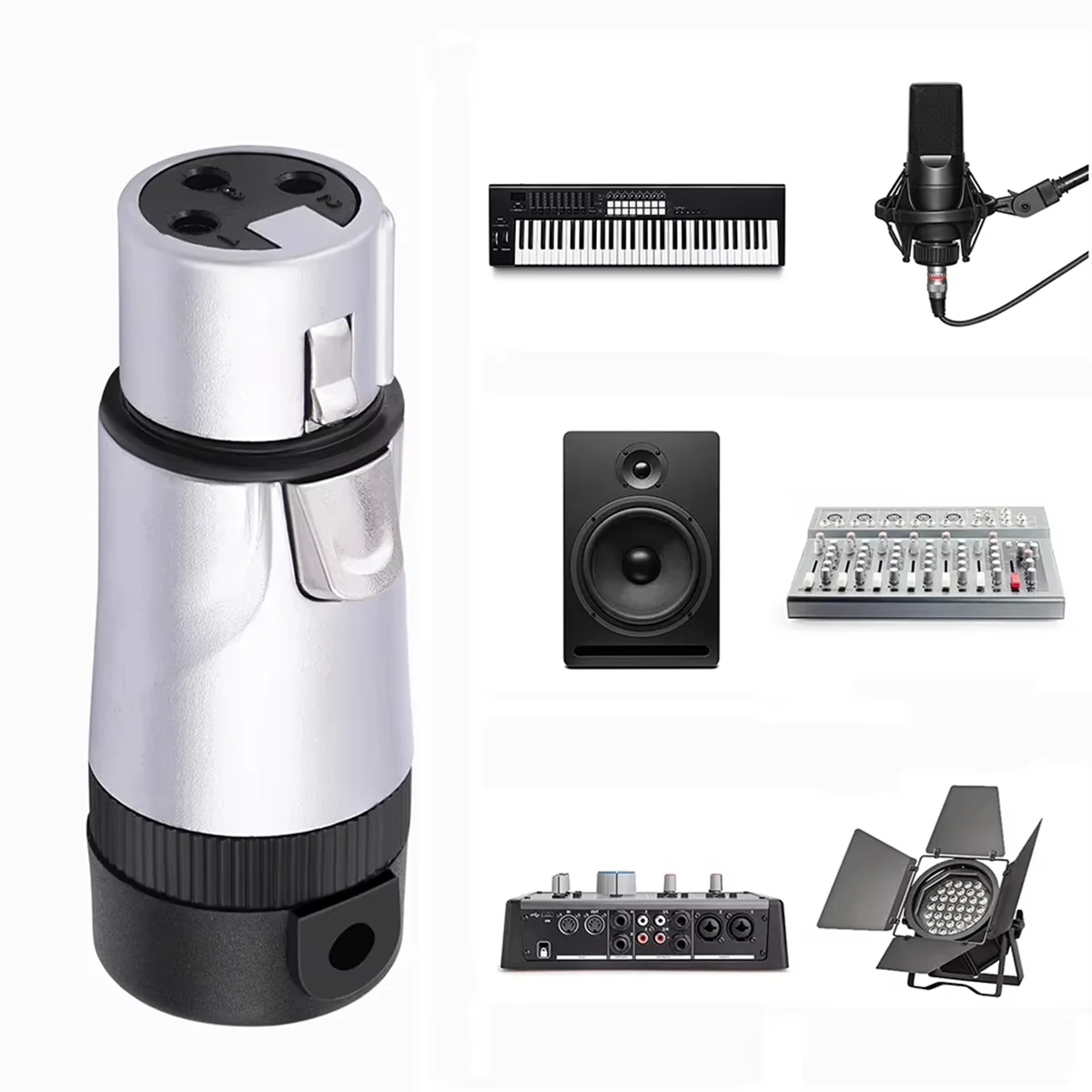 Adattatore a saldare per microfono XLR compatto ABLG maschio/femmina regolabile 90 °   Connettore a saldare XLR a 3 pin ad angolo retto Estremità XLR a 3 pin