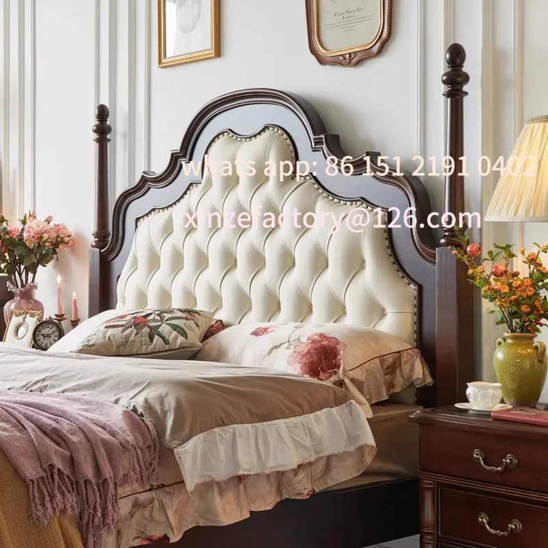Customizable winter French retro solid wood bed modern simple high-end atmosphere American light luxury European wedding bed
