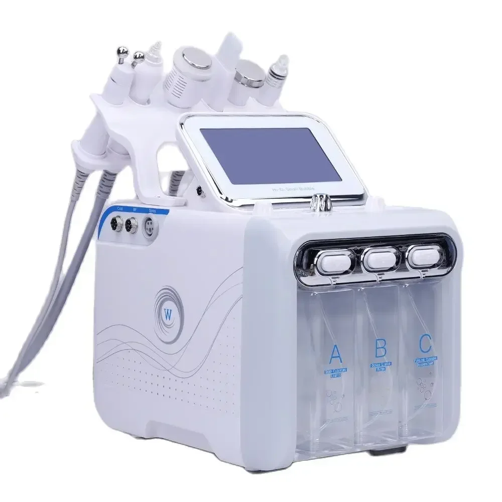 6 in1 H2-O2 dermoabrasione ad acqua idro dermoabrasione sollevamento della pelle Spa rassodamento piccola bolla RF macchina per microdermoabrasione facciale