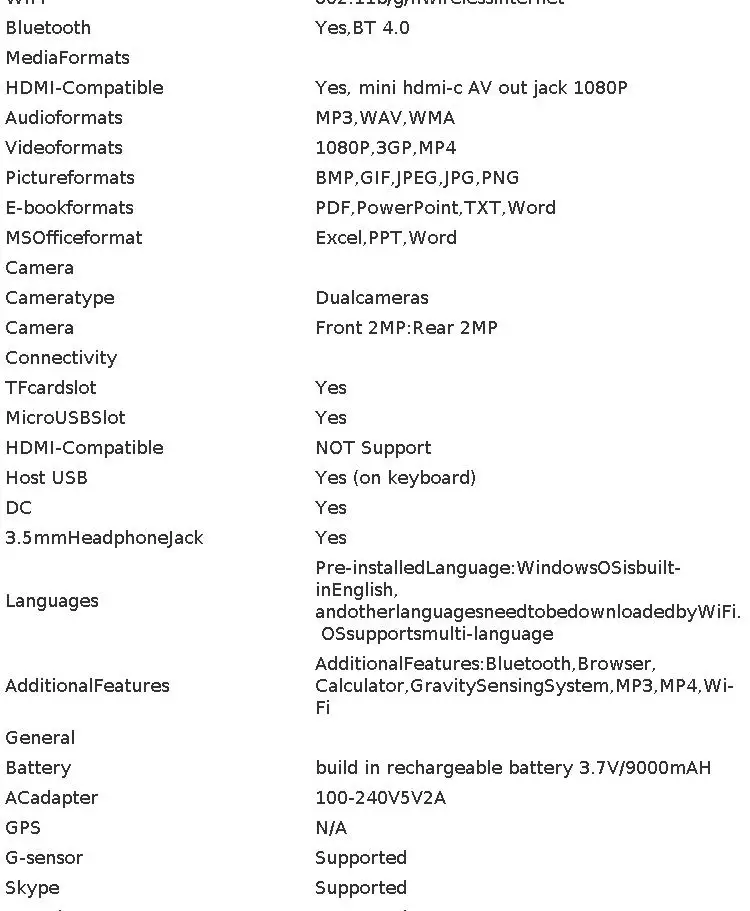 11.6' Tablet PC T10 Docking Keyboard 2GB DDR+64GB Flexx 11A With Windows 10 X5-8300 CPU 1366*768 IPS Dual Cameras