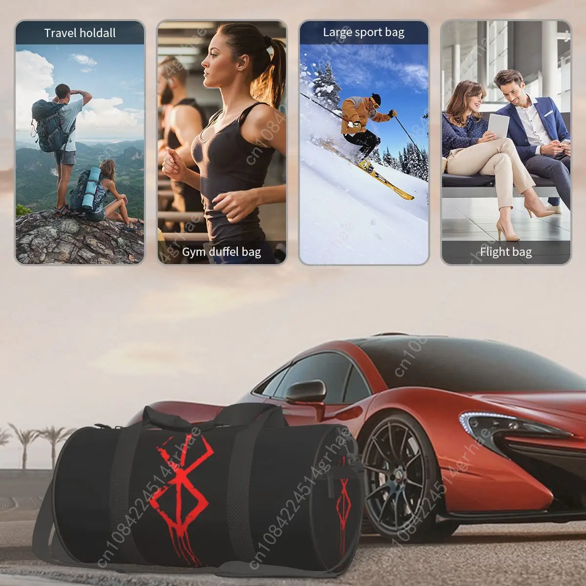 D-Demons Marks Tas Olahraga Jepang Tas Gym Travel Lucu Modis Keren Aksesori Gym Tas Tangan Menyenangkan Desain Pria Tas Kebugaran Oxford