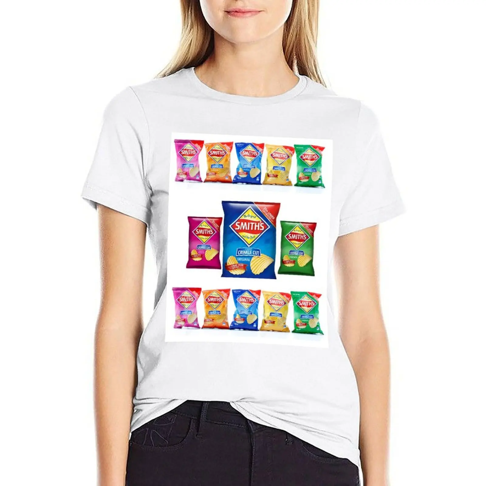

Smiths chips T-shirt summer tops tees Female clothing t shirts for Women graphic