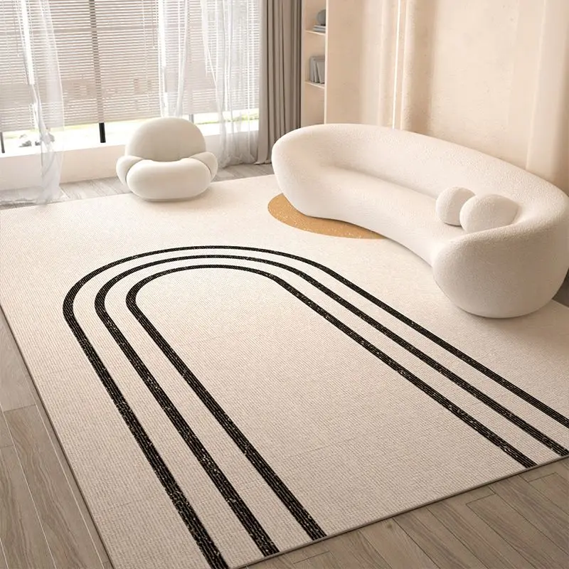 VIKAMA Nordic Minimalist Arched Line Rug Durable Non Slip Oversized Carpet Washable Modern Living Room Bedroom Area Rug Decor