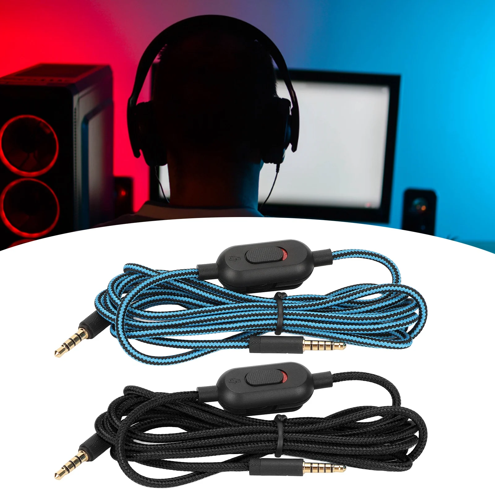 200CM Audio Headphone Cable Cord Fit For Logitech GPRO X G233 G433 Headphone Lines Headset Wire with Volume Control and Mute