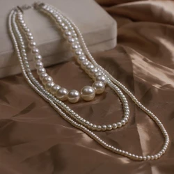 SHMIK Women Girls Fashion Pearl Camellia Long Milti-layers Necklace Chains Elegant Lady Wedding Party Dress Jewelry Necklaces