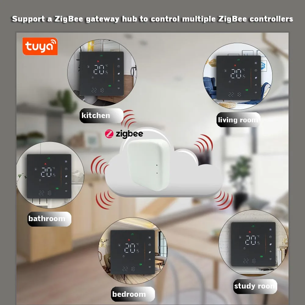 Floor heating temperature controller Tuya Zigbee 3.0 thermostat with weekly programming 24Vac 95-240Vac optional