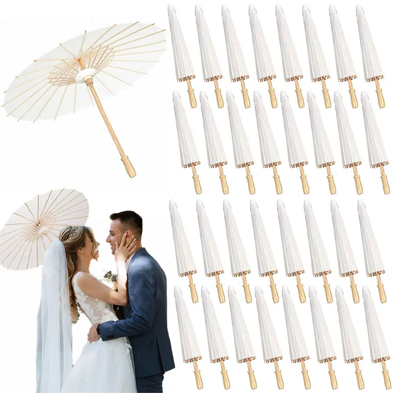 8/12/24/36/50PCS 60/84cm White Paper Umbrellas Wedding Paper Parasol for Guests Umbrella for Baby Shower Party Decor Photo Props