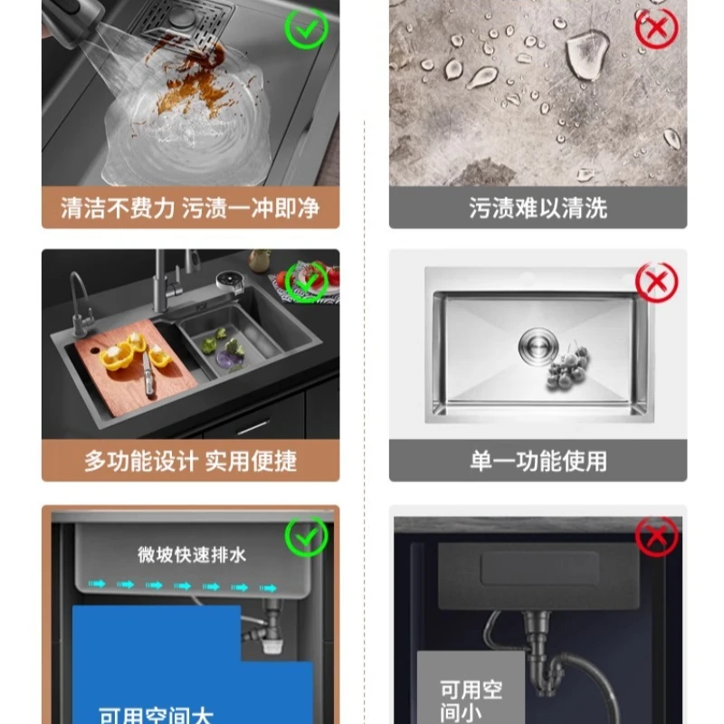 Nano 304 stainless steel sink, kitchen sink, multi-function table